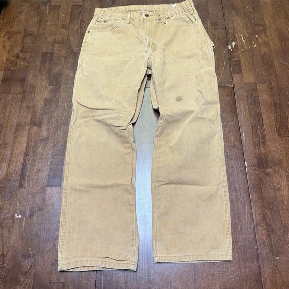 Dickies Pants Mens 34x30 Brown Tan Canvas Carpenter Work Utility Heavy Cotton - Picture 1 of 8